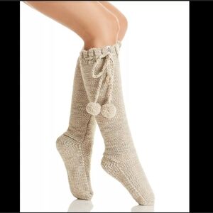 Ugg Thea Pom Pom Cozy Knit Slipper Sock Oatmeal Beige
